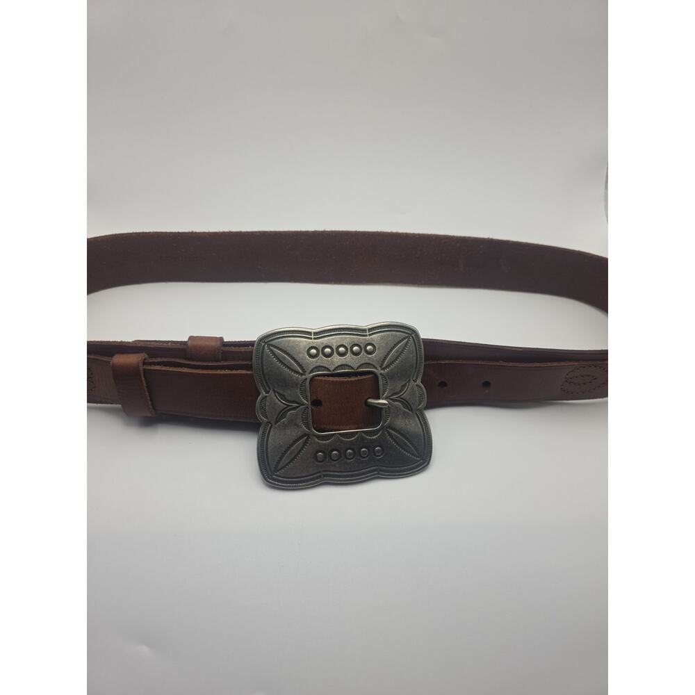 AMERICAN LIVING Western Style Brown Leather Belt, Large Southwest Buckle Size-M